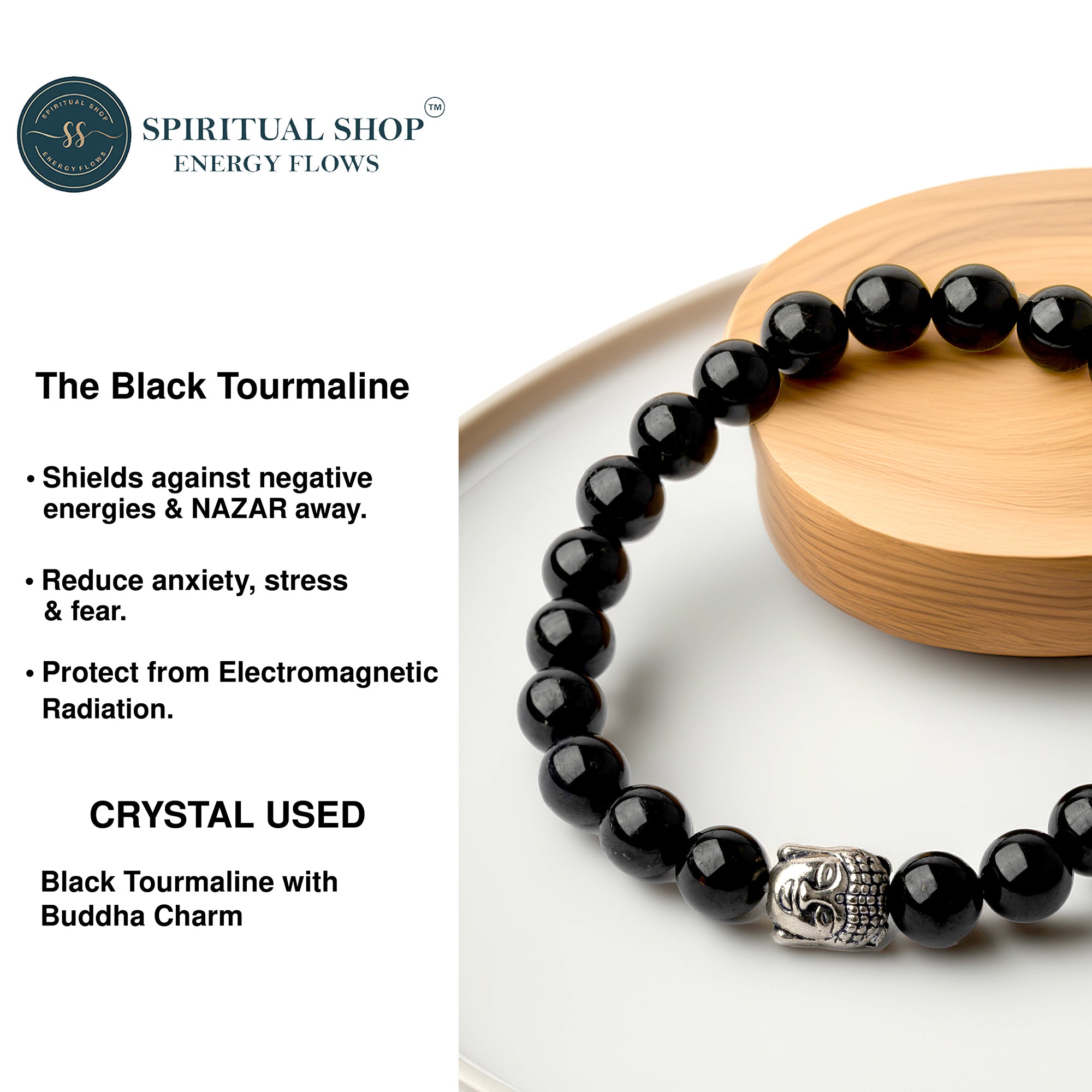 THE NEGATIVITY DESTROYER - BLACK TOURMALINE With BUDH CHARM