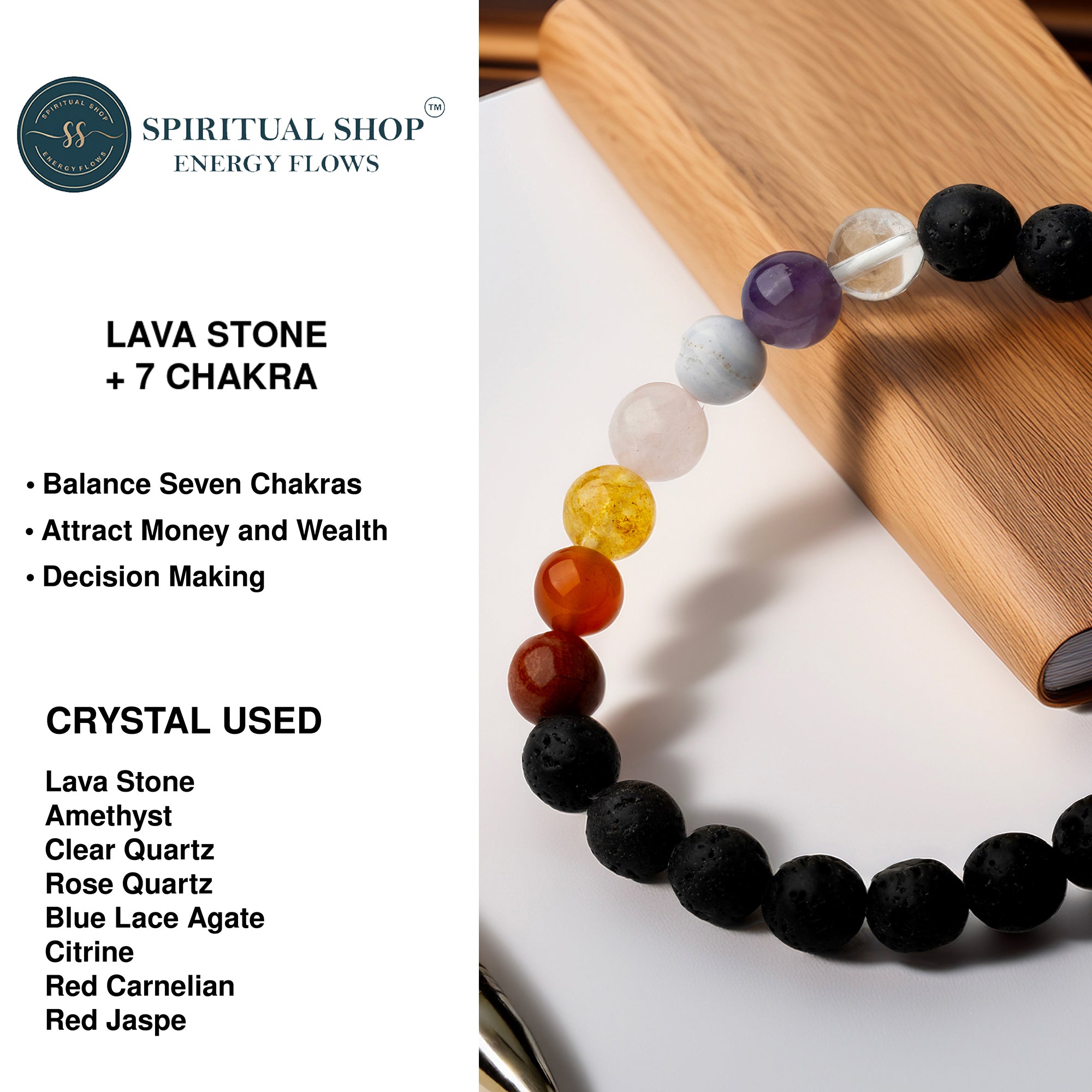 THE REAL 7 CHAKRA CRYSTAL WITH LAVA STONES