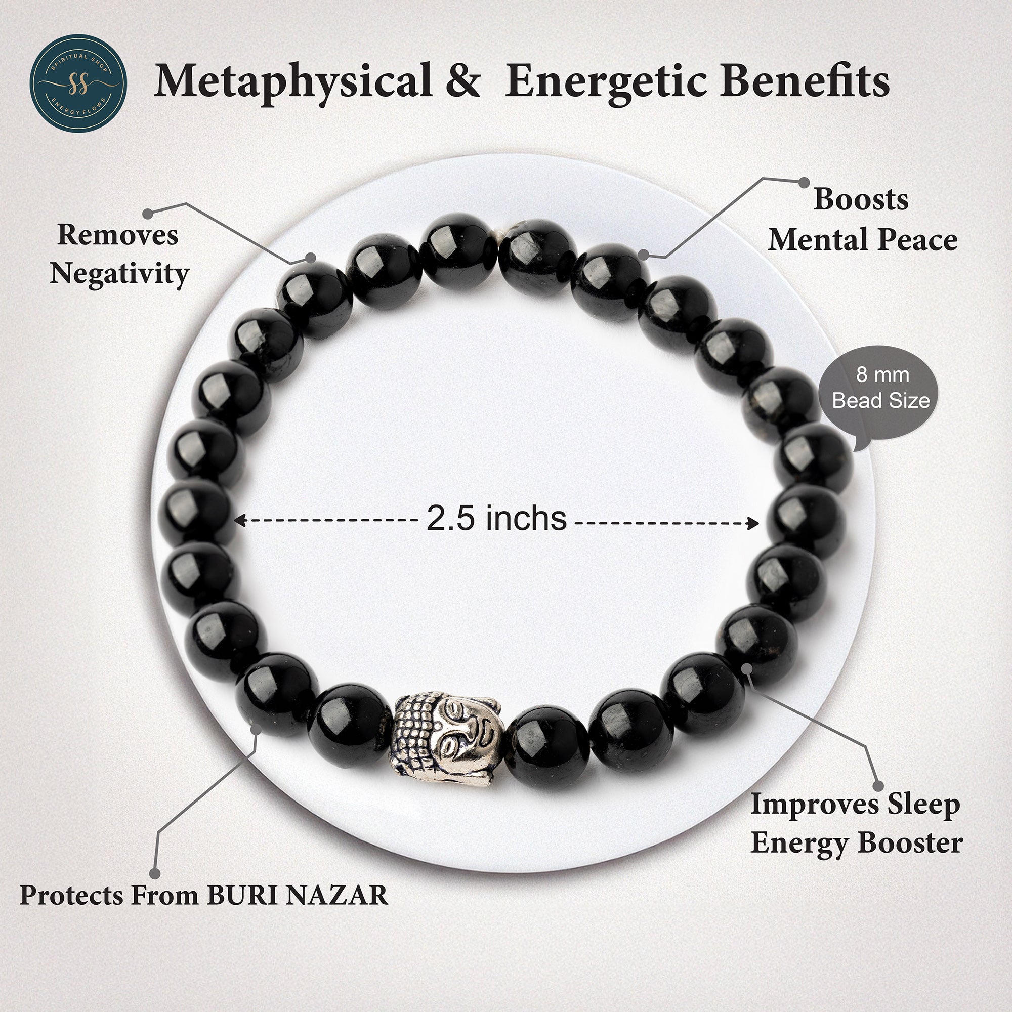 THE NEGATIVITY DESTROYER - BLACK TOURMALINE With BUDH CHARM