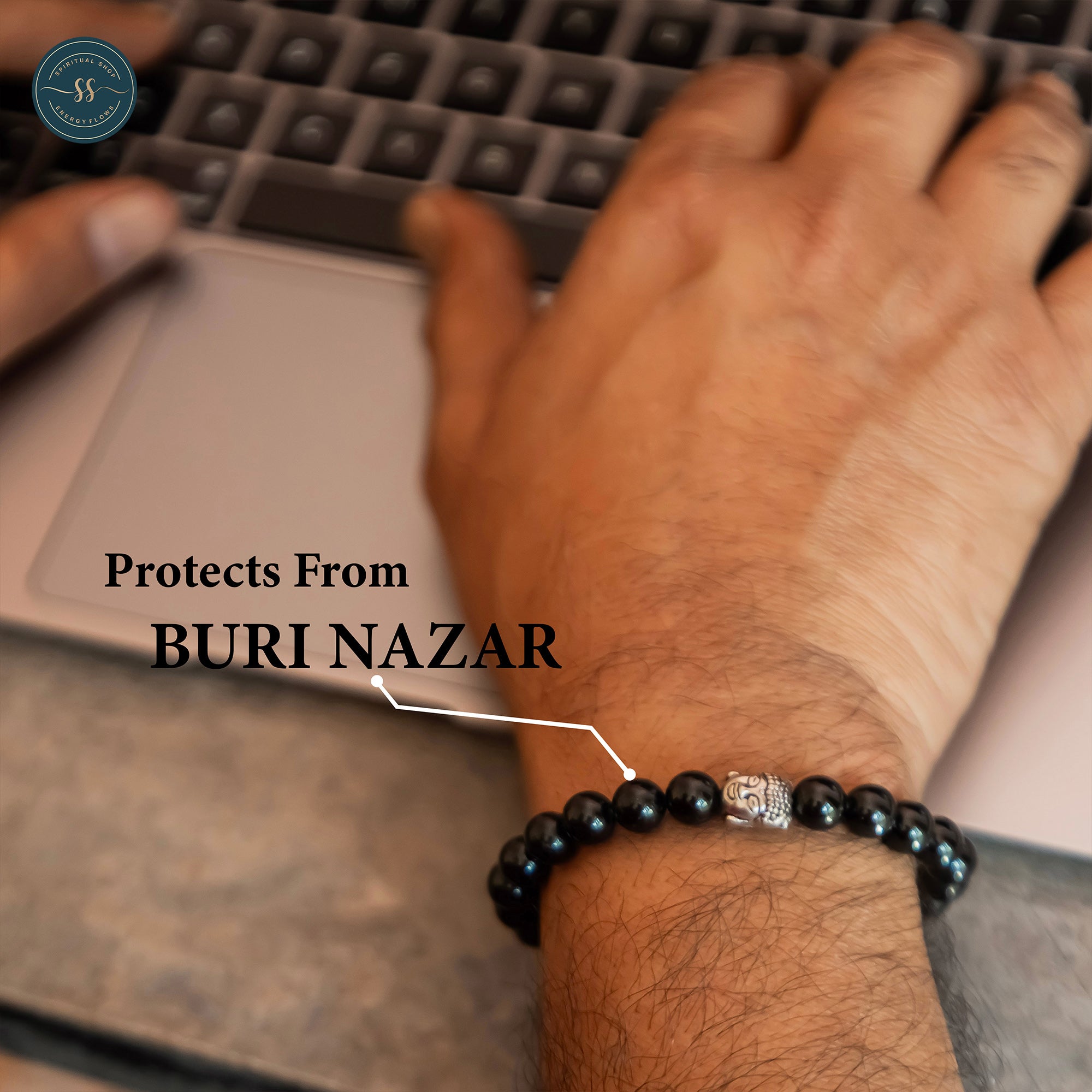 THE NEGATIVITY DESTROYER - BLACK TOURMALINE With BUDH CHARM