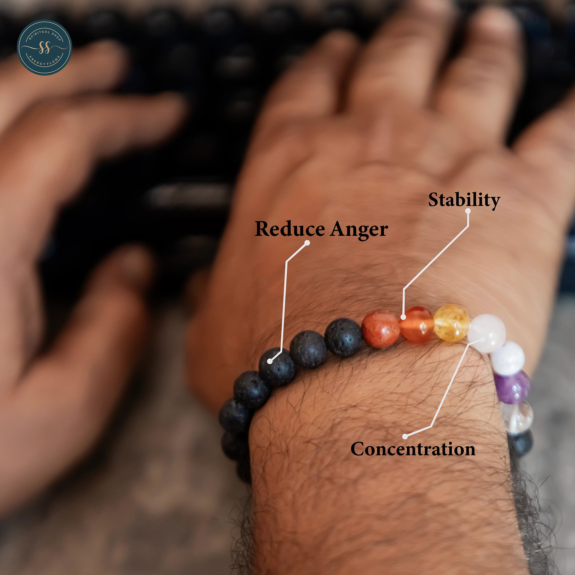 THE REAL 7 CHAKRA CRYSTAL WITH LAVA STONES